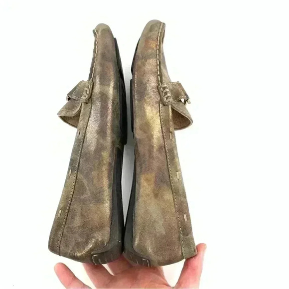 AK Anne Klein flats 8.5 Davis brown gold leather camo horsebit driving loafers - Picture 7 of 13